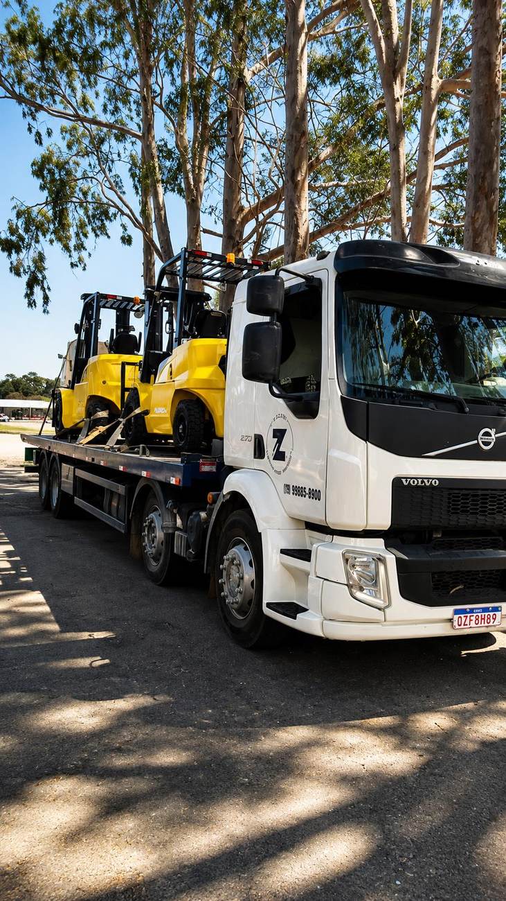 Caminhão Zazeri transportando empilhadeiras